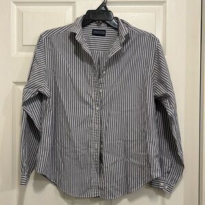 Gray and White Striped Land End Shirt Size 16 Girls